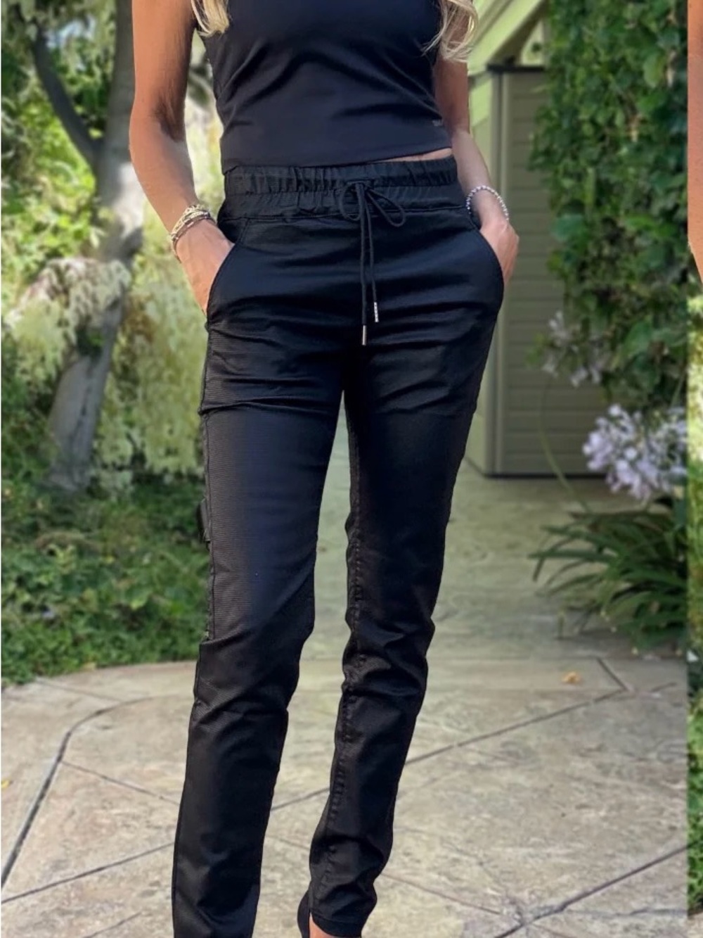 BEVY FLOG Shely Black Drawstring Skinny Cargo Pants